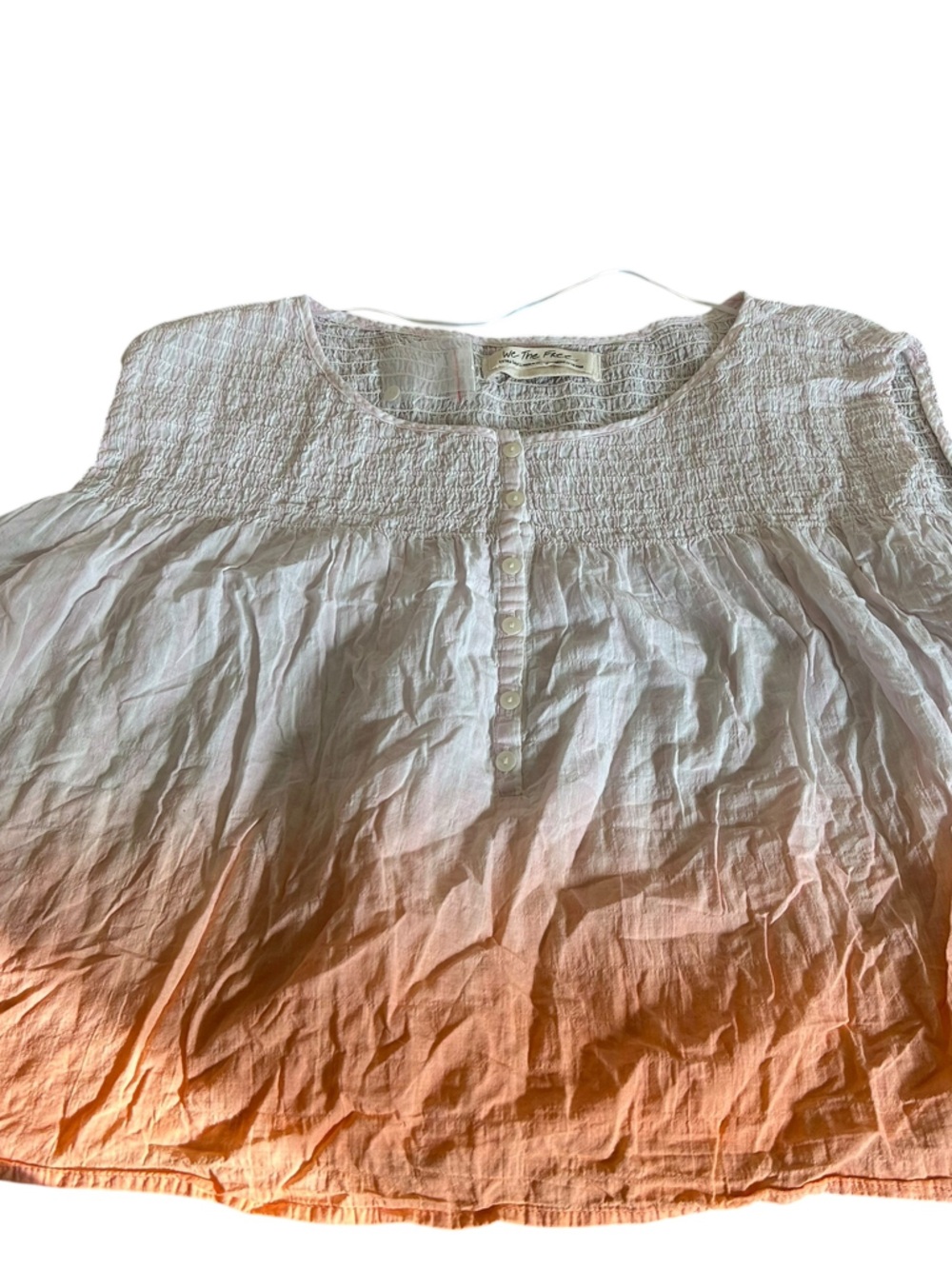 We the free Light Pink Smocked Yoke Cotton Peasant Top new with tag size xs